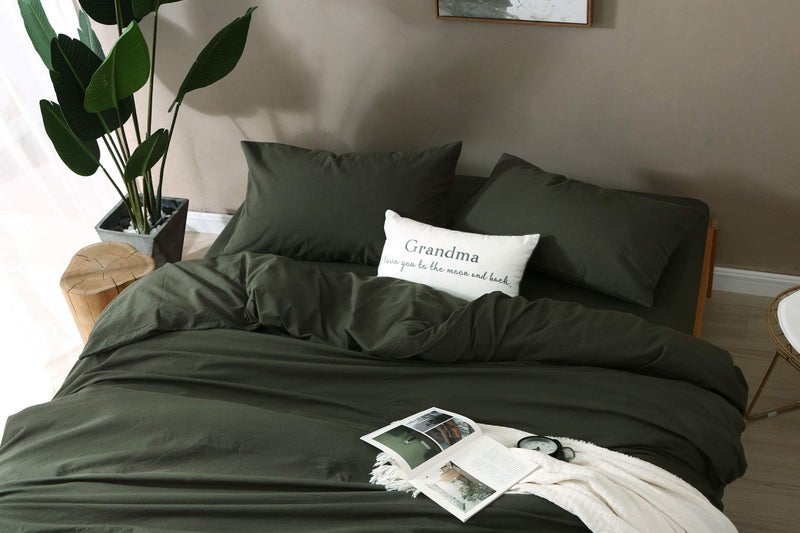 F.Y.Dreams 100% Washed Cotton Duvet Cover for Weighted Blanket 48x72 inches with 8 Ties, Zipper on Long Side/Forrest Green/Just Duvet Cover - Image 5